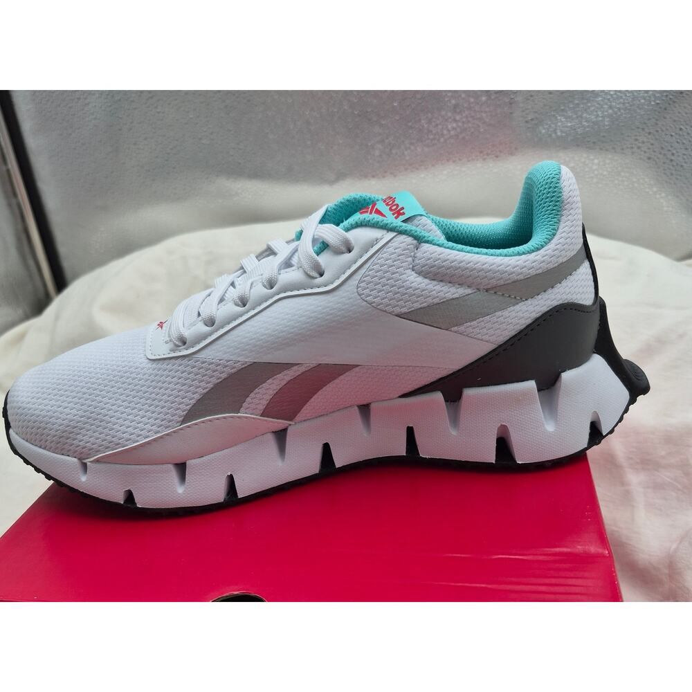 NEW Reebok Zig Dynamica STR running sneaker shoes white aqua grey Women's size 7 - Picture 2 of 7
